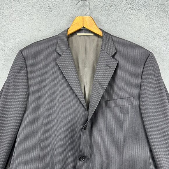 Burberry London Sport Coat Adult 48XL Long Grey Pinstripe 100% Wool 3 Button Men
